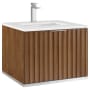 BEMMA Terra 24" Wall Mounted Single Basin Vanity Set with Cabinet and Vanity Top Walnut / White Quartz Top / Brushed Nickel Hardware