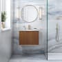 BEMMA Terra 24" Wall Mounted Single Basin Vanity Set with Cabinet and Vanity Top Walnut / Carrara Marble Top / Satin Brass Hardware