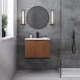 BEMMA Terra 24" Wall Mounted Single Basin Vanity Set with Cabinet and Vanity Top Walnut / White Quartz Top / Matte Black Hardware