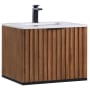 BEMMA Terra 24" Wall Mounted Single Basin Vanity Set with Cabinet and Quartz Vanity Top Walnut / Calacatta Quartz Top / Matte Black Hardware