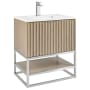 BEMMA Terra 30" Free Standing Single Basin Vanity Set with Cabinet and Vanity Top Cashmere Grey / White Quartz Top / Brushed Nickel Hardware