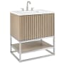 BEMMA Terra 30" Free Standing Single Basin Vanity Set with Cabinet and Quartz Vanity Top Cashmere Grey / Calacatta Quartz Top / Brushed Nickel Hardware