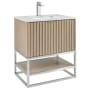BEMMA Terra 30" Free Standing Single Basin Vanity Set with Cabinet and Vanity Top Cashmere Grey / Carrara Marble Top / Brushed Nickel Hardware