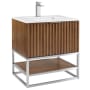 BEMMA Terra 30" Free Standing Single Basin Vanity Set with Cabinet and Vanity Top Walnut / White Quartz Top / Brushed Nickel Hardware