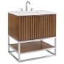 BEMMA Terra 30" Free Standing Single Basin Vanity Set with Cabinet and Quartz Vanity Top Walnut / Calacatta Quartz Top / Brushed Nickel Hardware