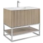 BEMMA Terra 36" Free Standing Single Basin Vanity Set with Cabinet and Vanity Top Cashmere Grey / White Quartz Top / Brushed Nickel Hardware
