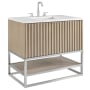 BEMMA Terra 36" Free Standing Single Basin Vanity Set with Cabinet and Quartz Vanity Top Cashmere Grey / Calacatta Quartz Top / Brushed Nickel Hardware