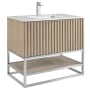 BEMMA Terra 36" Free Standing Single Basin Vanity Set with Cabinet and Vanity Top Cashmere Grey / Carrara Marble Top / Brushed Nickel Hardware