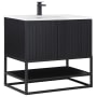 BEMMA Terra 36" Free Standing Single Basin Vanity Set with Cabinet and Quartz Vanity Top Midnight Black / Calacatta Quartz Top / Matte Black Hardware