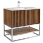 BEMMA Terra 36" Free Standing Single Basin Vanity Set with Cabinet and Vanity Top Walnut / Carrara Marble Top / Brushed Nickel Hardware