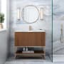 BEMMA Terra 36" Free Standing Single Basin Vanity Set with Cabinet and Vanity Top Walnut / White Quartz Top / Satin Brass Hardware
