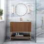 BEMMA Terra 36" Free Standing Single Basin Vanity Set with Cabinet and Vanity Top Walnut / Carrara Marble Top / Satin Brass Hardware