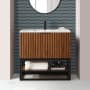 BEMMA Terra 36" Free Standing Single Basin Vanity Set with Cabinet and Vanity Top Walnut / Carrara Marble Top / Matte Black Hardware
