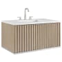 BEMMA Terra 36" Wall Mounted Single Basin Vanity Set with Cabinet and Quartz Vanity Top Cashmere Grey / Calacatta Quartz Top / Brushed Nickel Hardware