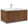 BEMMA Terra 36" Wall Mounted Single Basin Vanity Set with Cabinet and Vanity Top Walnut / White Quartz Top / Brushed Nickel Hardware