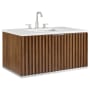 BEMMA Terra 36" Wall Mounted Single Basin Vanity Set with Cabinet and Quartz Vanity Top Walnut / Calacatta Quartz Top / Brushed Nickel Hardware