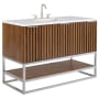 BEMMA Terra 48" Free Standing Single Basin Vanity Set with Cabinet and Quartz Vanity Top Walnut / Calacatta Quartz Top / Brushed Nickel Hardware