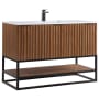BEMMA Terra 48" Free Standing Single Basin Vanity Set with Cabinet and Quartz Vanity Top Walnut / Calacatta Quartz Top / Matte Black Hardware