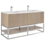 BEMMA Terra 60" Free Standing Double Basin Vanity Set with Cabinet and Vanity Top Cashmere Grey / White Quartz Top / Brushed Nickel Hardware