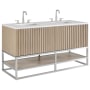 BEMMA Terra 60" Free Standing Double Basin Vanity Set with Cabinet and Quartz Vanity Top Cashmere Grey / Calacatta Quartz Top / Brushed Nickel Hardware