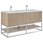 BEMMA Terra 60" Free Standing Double Basin Vanity Set with Cabinet and Vanity Top Cashmere Grey / Carrara Marble Top / Brushed Nickel Hardware