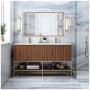 BEMMA Terra 60" Free Standing Double Basin Vanity Set with Cabinet and Vanity Top Walnut / White Quartz Top / Satin Brass Hardware