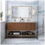BEMMA Terra 60" Free Standing Double Basin Vanity Set with Cabinet and Vanity Top Walnut / Carrara Marble Top / Satin Brass Hardware