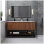 BEMMA Terra 60" Free Standing Double Basin Vanity Set with Cabinet and Vanity Top Walnut / Carrara Marble Top / Matte Black Hardware