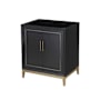 BEMMA Gracie 30" Single Free Standing Vanity Cabinet Only - Less Vanity Top Midnight Black / Satin Brass Hardware