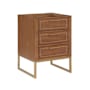 BEMMA Markham 24" Single Free Standing Vanity Cabinet Only - Less Vanity Top Walnut / Satin Brass Hardware