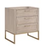 BEMMA Markham 30" Single Free Standing Vanity Cabinet Only - Less Vanity Top Cashmere Grey / Satin Brass Hardware