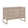 BEMMA Markham 48" Single Free Standing Vanity Cabinet Only - Less Vanity Top Cashmere Grey / Satin Brass Hardware