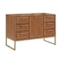 BEMMA Markham 48" Single Free Standing Vanity Cabinet Only - Less Vanity Top Walnut / Satin Brass Hardware