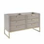 BEMMA Markham 60" Double Free Standing Vanity Cabinet Only - Less Vanity Top Cashmere Grey / Satin Brass Hardware