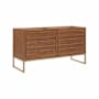 BEMMA Markham 60" Double Free Standing Vanity Cabinet Only - Less Vanity Top Walnut / Satin Brass Hardware