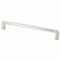 Berenson Subtle Surge 8-13/16" (224mm) Center to Center Square Cabinet Handle / Drawer Pull with Square Frame Feet and Mounting Hardware Brushed Nickel