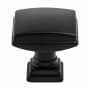 Berenson Tailored Traditional 1-1/4 Inch Curved Square Cabinet Knob / Drawer Knob with Grip Base Matte Black