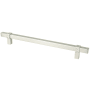 Berenson Rivet Rebel 8-13/16" (224mm) Center to Center Modern Industrial Square Bar Cabinet Handle / Drawer Pull Brushed Nickel