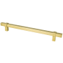 Berenson Rivet Rebel 8-13/16" (224mm) Center to Center Modern Industrial Square Bar Cabinet Handle / Drawer Pull Modern Brushed Gold