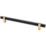 Berenson Rivet Rebel 8-13/16" (224mm) Center to Center Modern Industrial Square Bar Cabinet Handle / Drawer Pull Matte Black / Modern Brushed Gold
