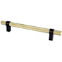 Berenson Radial Reign 6-5/16" (160mm) Center to Center Modern Diamond Knurled Round Bar Cabinet Handle / Drawer Pull Modern Brushed Gold / Matte Black