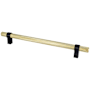 Berenson Radial Reign 8-13/16" (224mm) Center to Center Modern Diamond Knurled Round Bar Cabinet Handle / Drawer Pull Modern Brushed Gold / Matte Black