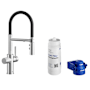 Blanco Catris Filter-Ready 1.5 GPM Single Hole Pre-Rinse Pull Down Kitchen Faucet & Replacement Filter Cartridge Microplastic S Chrome