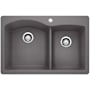 Blanco Diamond 33" Dual Mount Double Basin SILGRANIT Kitchen Sink Cinder