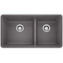 Blanco Precis 33" Undermount Double Basin SILGRANIT Kitchen Sink Cinder