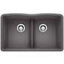 Blanco Diamond 32" Undermount Double Basin SILGRANIT Low Divide Kitchen Sink Cinder