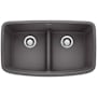 Blanco Valea 32" Undermount Double Basin SILGRANIT Kitchen Sink Cinder