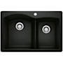 Blanco Diamond 33" Dual Mount Double Basin SILGRANIT Kitchen Sink Coal Black