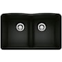 Blanco Diamond 32" Undermount Double Basin SILGRANIT Low Divide Kitchen Sink Coal Black