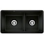 Blanco Precis 33" Undermount Double Basin SILGRANIT Kitchen Sink Coal Black